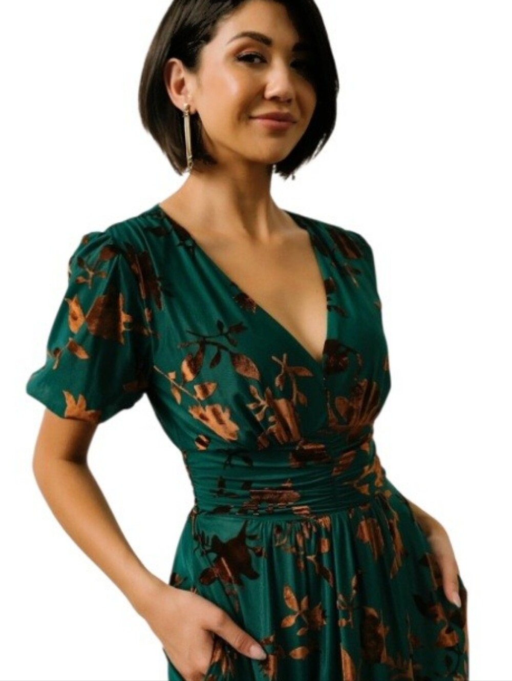 Baltic Born Leslie Velvet Maxi Dress Jade & Bronze Size XL NWOT - Picture 3 of 14